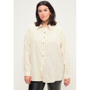Oversized Cotton Button Up Shirt Minimalist Coastal Relaxed Fit Top NWT S. 20/22